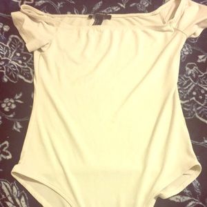 Cream white off the shoulder bodysuit